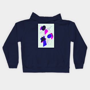 80s Retro Geometric Shapes Neon Blue and Pink Kids Hoodie